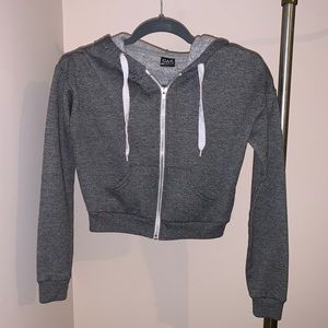 Cropped Grey Zip-up Hoodie